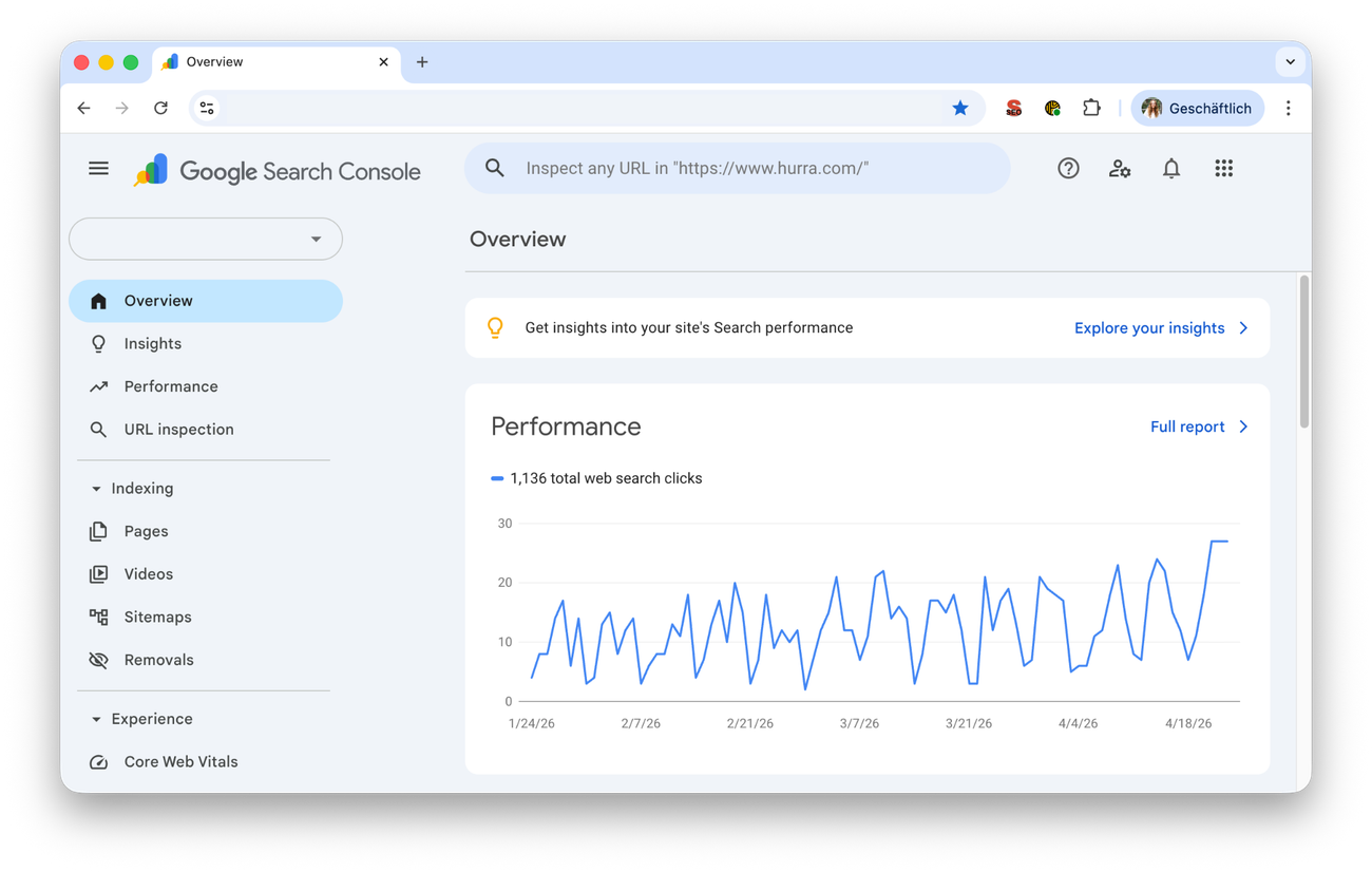 google search console übersicht